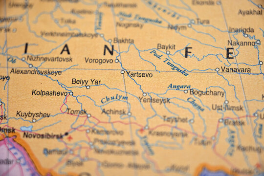 Yartsevo on World Map &ndash; Soft Blur Travel Photography Highlighting City Location