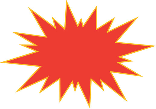 Horizontal red explosion burst with yellow border