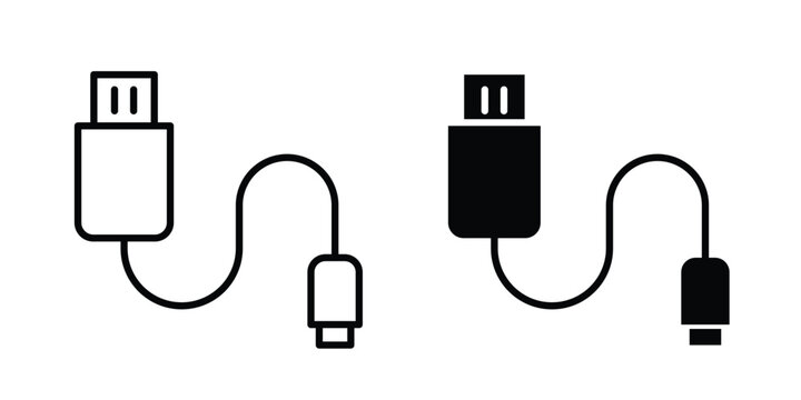 USB cable icon for your website and app ui designs