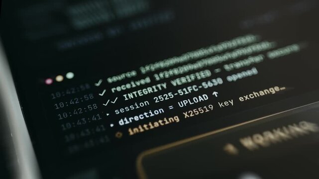 Log of file transfer process indicating a successful completion and integrity verification