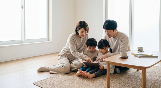 Japanese Parents Discussing Screen Time With Kids