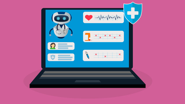 AI Innovative Digital Medicine Dashboard on Laptop