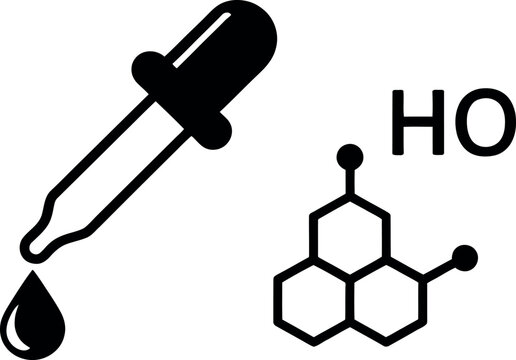 Medical dropper applying hydrocortisone cream with steroid chemical structure illustration