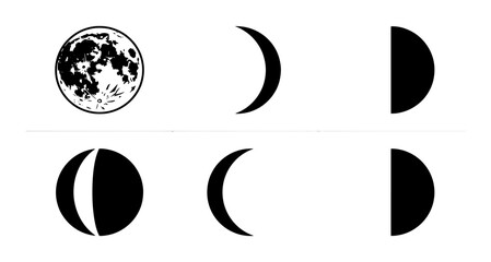 Moon Phases Vector Icons, Celestial Cycle Graphics, Lunar Orbit Illustrations, Astronomical Icons © Rashedul