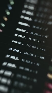 List of security alerts from an intrusion detection system