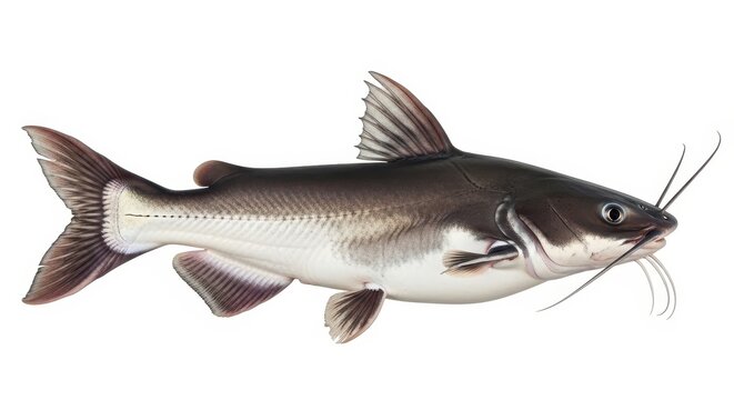 A detailed illustration of a channel catfish, isolated on white background