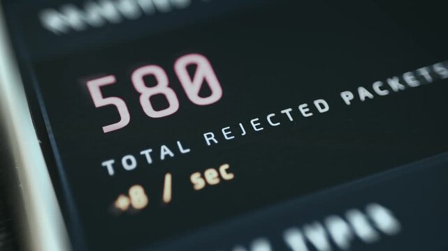 Live data for Total of 590 rejected packets suggesting an issue