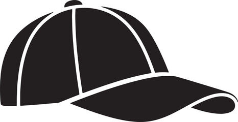 Fototapeta premium Black silhouette of a baseball cap with brim facing forward on checkered background.