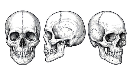 Human skulls in different angles. © Bobo