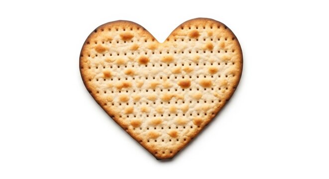 Heart shaped matzah bread isolated on white background