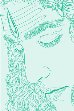 Lord Shiva and Parvati Hindu god Design Element. Sketch or Drawing of Shiva Parvati Outline Editable Vector Illustration