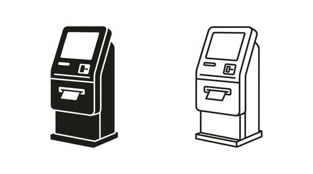 Automated Teller Machine Silhouette In Black And White