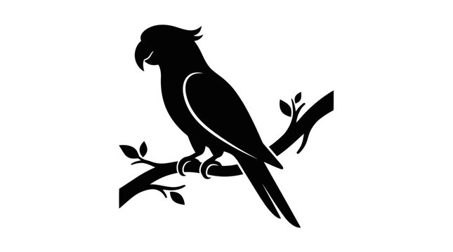 Black silhouette of a parrot bird.