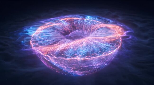 Space cosmic Supernova Remnant Space Nebula Shockwave Plasma Energy Cosmic Galaxy Star Explosion, Glowing Ionized Ring with Blue Purple Light, Swirling Particle Stream in Deep Space Science Background