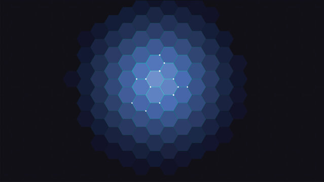 Hexagonal hive mind network glowing on dark background