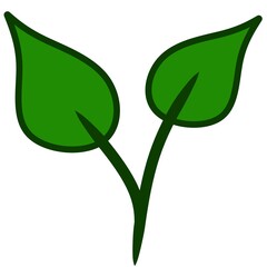 Green Leaf Vector Illustration, Simple Nature Leaf Icon Isolated on White Background © dikadi16