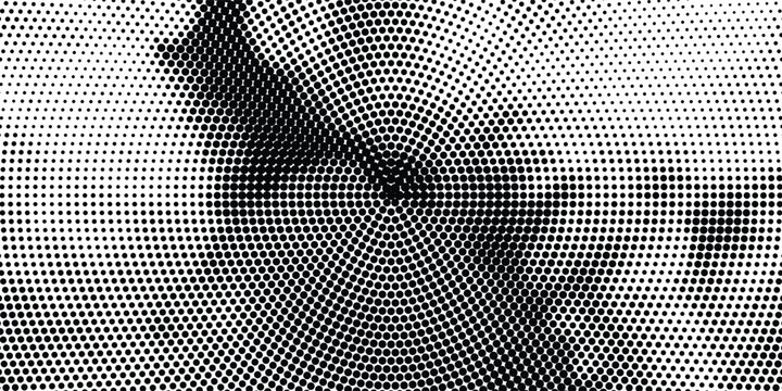Halftone Dot Portrait in Black and White With High-Contrast Abstract Texture and Retro Pop Art Feel