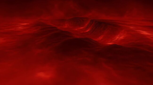 Space cosmic Red nebula emission space cosmic cloud interstellar gas deep abstract background starless glowing swirling red emission nebula texture filling frame, dramatic glowing gas and dust deep