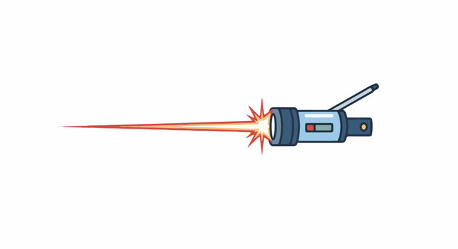 A light source emits a bright red energy beam, extending left