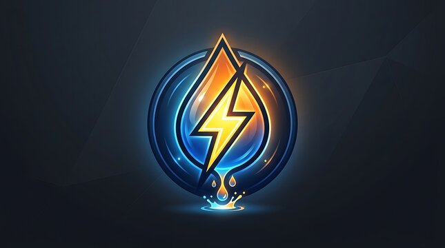 A glowing blue and orange logo with a yellow lightning bolt flashes brightly on a dark background.