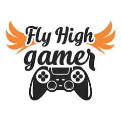 Fly High Gamer T-Shirt Design with Wings and a Controller © Bokul