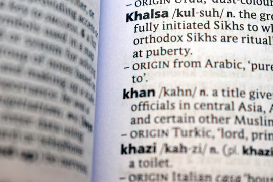 Detail Of English Dictionary Page And Word Pronunciation Of -  khalsa