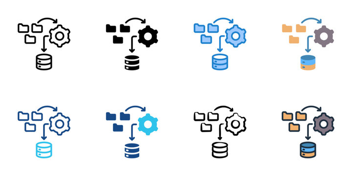 ETL icons set multiple style collection. Editable stroke 
