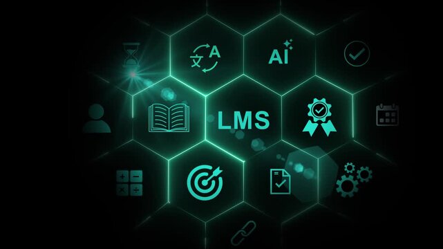 Enhancing E-learning with Artificial Intelligence, LMS revolutionize learning and teaching at school, at work, from home. optical lager light background.