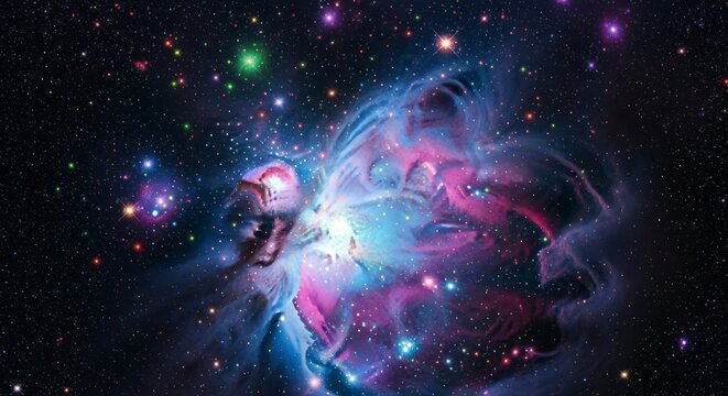 Celestial Cradle - The Vibrant, Glowing Heart of the Orion Nebulas Star Nursery.