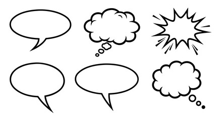 Set of comic speech bubbles vector illustration featuring diverse chat balloon shapes for messaging and design elements 12 © DOLARRIZ JHON