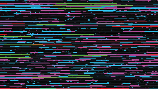 Colorful Digital Datamosh Glitch Scanlines on Dark Cyber Background