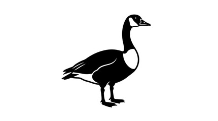 Black silhouette of Canada goose standing. © Mr