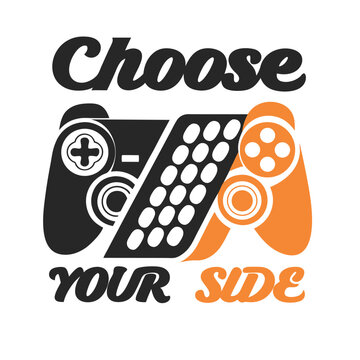 Gaming T-shirt Design Choose Your Side with Controllers