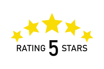 Fototapeta premium Golden five star rating symbol with text