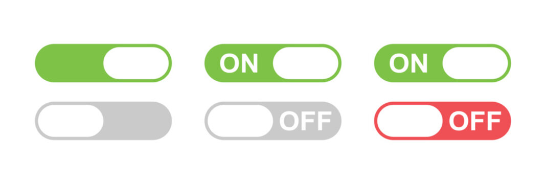 Vector illustration of toggle switches on and off buttons