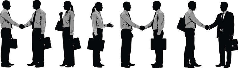 Fototapeta premium Business professionals handshake silhouette series deal agreement and partnership concept