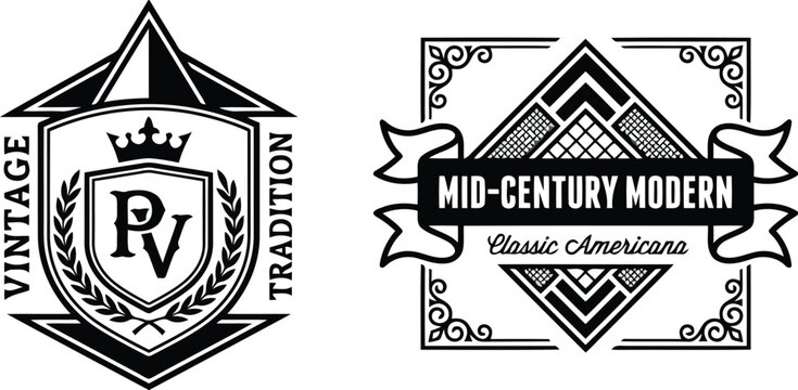 Classic Americana Mid Century Modern Vintage Label Vector