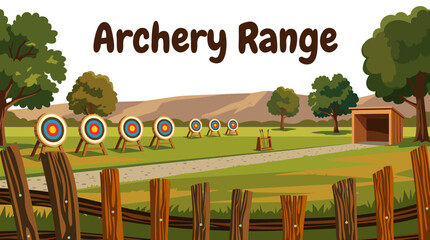 archery competition range environment vector illustration design with professional sports athlete recreation tournament landscape for international events training performance and modern © Ethan