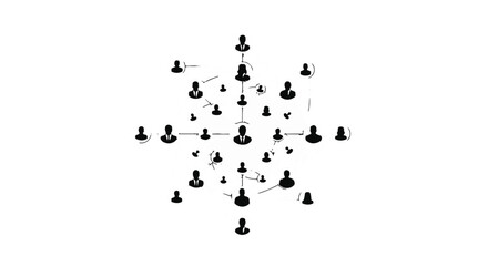 Fototapeta premium Abstract network of connected people icons representing a social system or communication flow