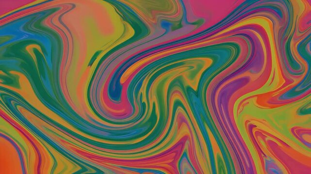 Abstract Liquid Marbling with Vivid Tropical Hues Slowly Shifting &ndash; Cinematic 16:9 Fluid Color Motion Visual Design