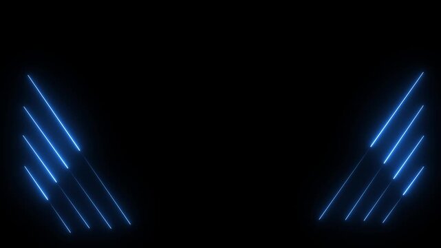 Neon glass frame collection with luminescent geometric elements - blue translucent shapes with radiant borders on dark backdrop.