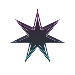 Fototapeta premium 3D eight pointed star shape with glossy dark and neon gradient Y2K aesthetic