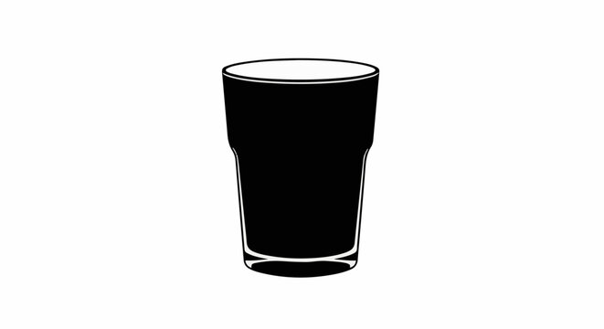 Simple black silhouette of a glass filled with a dark liquid