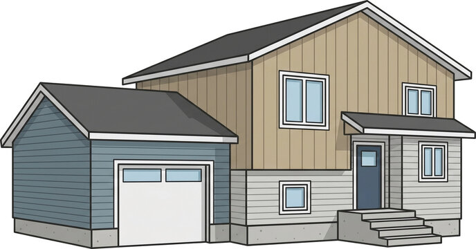 Split Level House Illustration