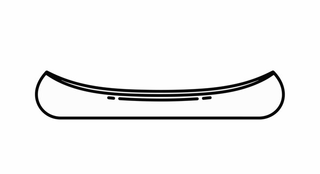 A simple, clean line drawing of a canoe viewed from the side
