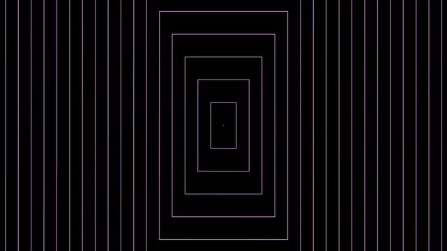 Futuristic Infinite Corridor Pattern Featuring Concentric Rectangle Outlines and Dynamic Perspective Depth, Abstract Digital Background Perfect for Visual Effects, Gaming Visuals, Logo Reveals and Mul