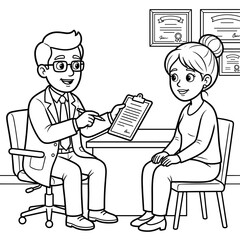 Fototapeta premium Doctor consulting with patient in office line art