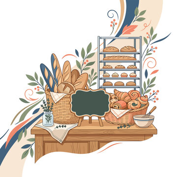 Baked Goods on Wooden Table Setting.