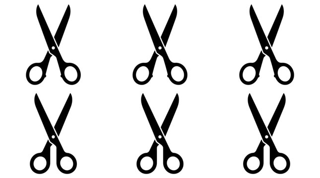 black scissors graphic icon a versatile cutting tool for office and school supplies ideal for craft and design projects on a white background.