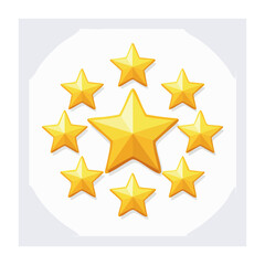 Obraz premium Golden stars icon set in circular arrangement